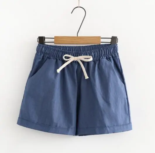 Women Cotton Shorts Pockets Female Retro Basic Casual Shorts Pantalones
