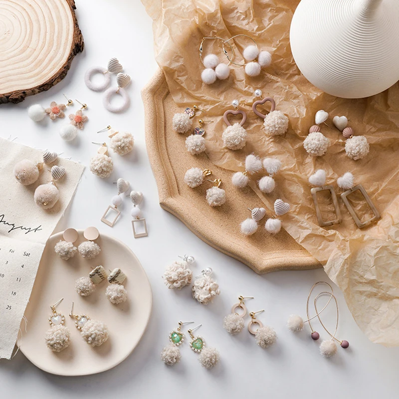 

AVEBIEN Earrings for Winter New Style Hair Ball Earrings for Women 2020 Trend Fashion Jewelry 2020 Jewelry