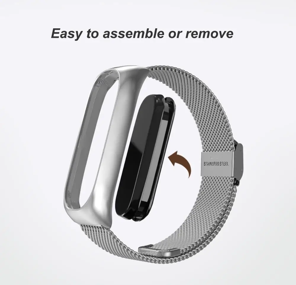 Металлический ремешок для Xiaomi Mi Band 5 металлический из нержавеющей стали