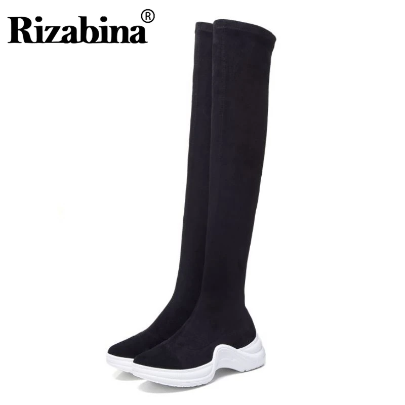 RIZABINA Autumn Winter Ins Hot Women Over The Knee Boots Real Leather
Long Boots Thick Sole Comfort Women Shoes Size 34-39