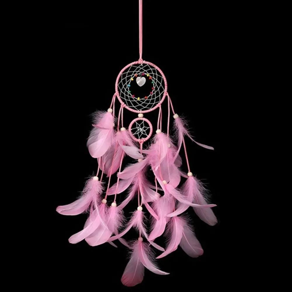 Creative LED Hanging Crafts Ornament Dromenvanger Dreamcatcher Home Wind Chimes Gift Decoration Wall Feathers Car