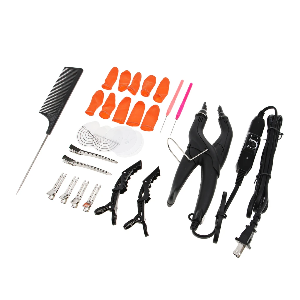 Professional Pre-Bonded Hair Extensions Fusion Keratin Heat Iron Connector Wand Apply Tool Kit - US Plug