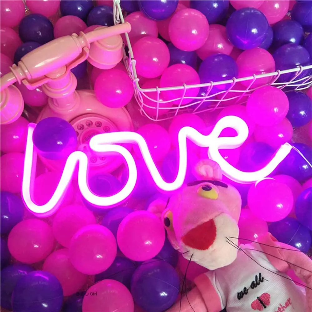 Светодиодные неоновые знаки Love для украшения стен ночники с питанием от USB или