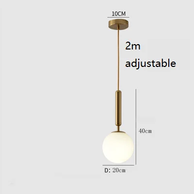Pendant 20cm Gold A LukLoy современный стеклянный шар настенный светильник прикроватный настенный светильник Ретро настенный подвесной светильник для гостиной диван класс подвесной светильник - Цвет корпуса: Pendant 20cm Gold A