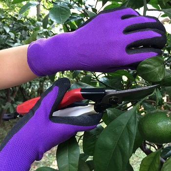 

1pair Weeding Safety Gloves Nitrile Rubber Digging Anti Slip Pruning Labor Garden Work Planting Plumber Construction Mechanic