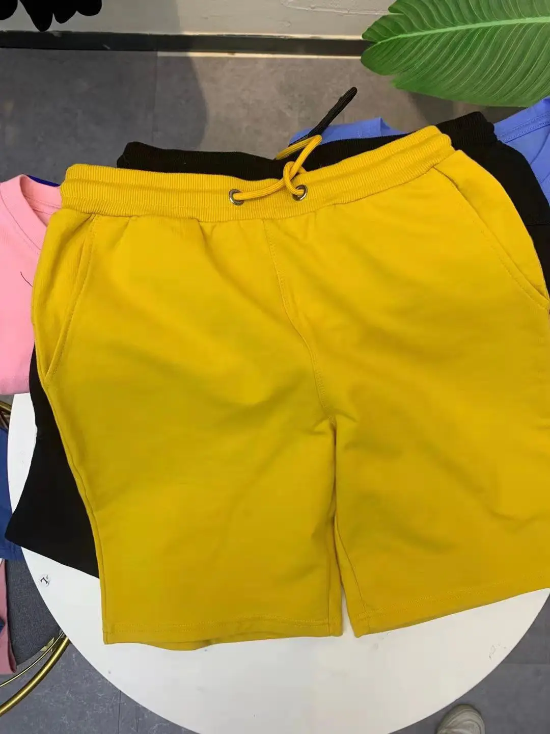 40KG-100KG Summer New 100% Cotton Soft Men’s Drawstring Waist Black White Yellow Pink Casual Shorts maamgic sweat shorts