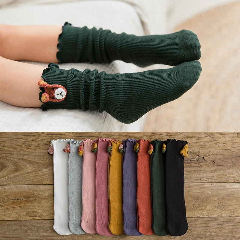 All Cotton Girls Baby Girls Socks Small Alpaca Autumn and Winter New Children's Socks New Cute Children Classic Pile Socks