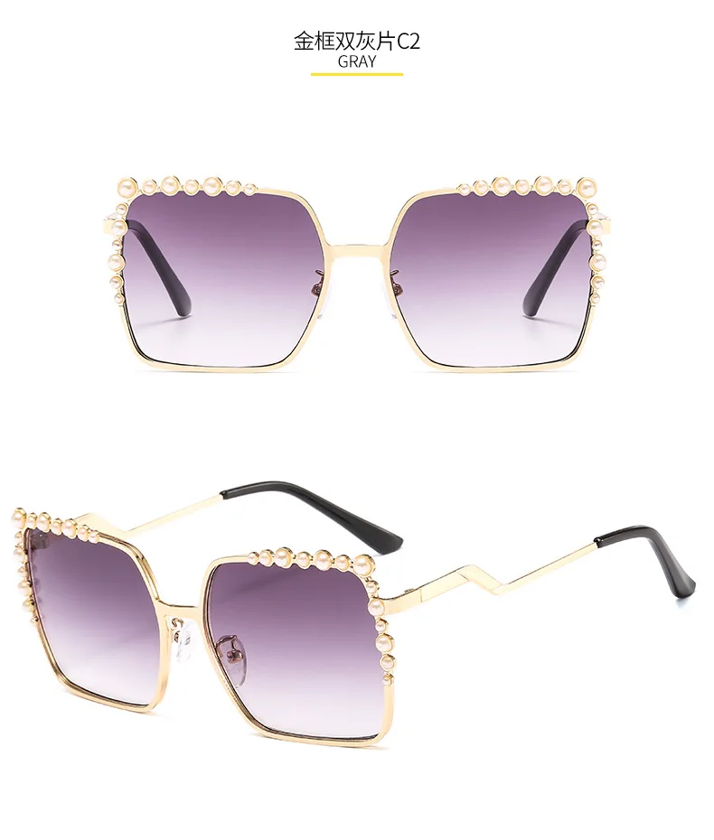 rose gold sunglasses Oversized Square Sun Glasses Ladies 2022 New Luxury Pearl Sunglasses Women Brand Designer  Fashion Shades big Square square sunglasses women