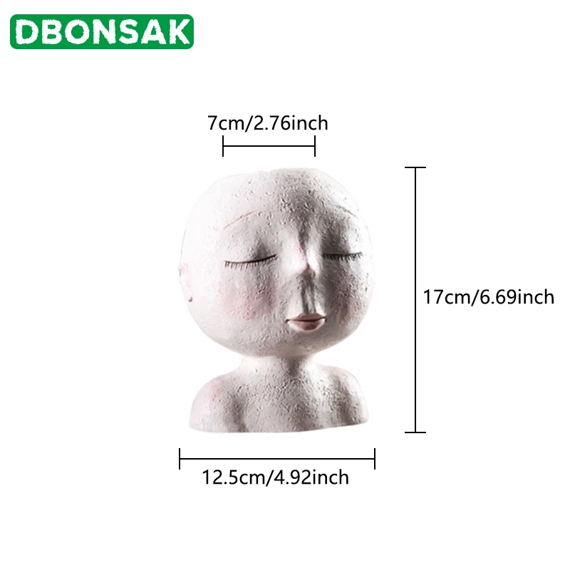 Kaufen Nordic Menschlichen Kopf Vase Blumentopf Puppe Form Skulptur Harz Porträt Blume Topf Kunst Vase Wohnkultur Sukkulenten Kopf Form vase