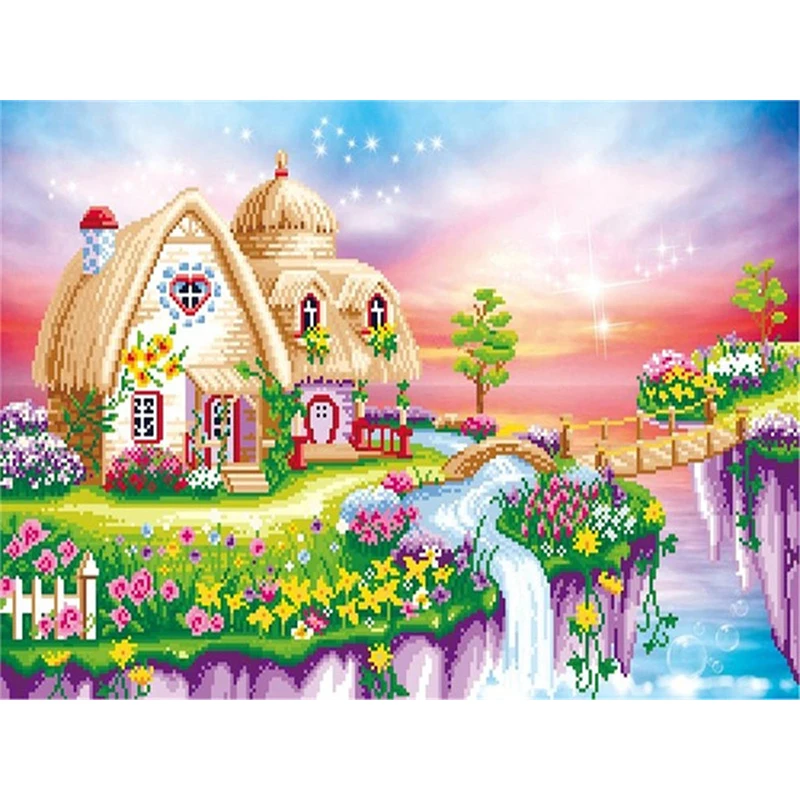 5D DIY Diamond Painting Full SquareRound Fairytale cottage Embroidery Rhinestones Pictures Mosaic Home Decor | Дом и сад