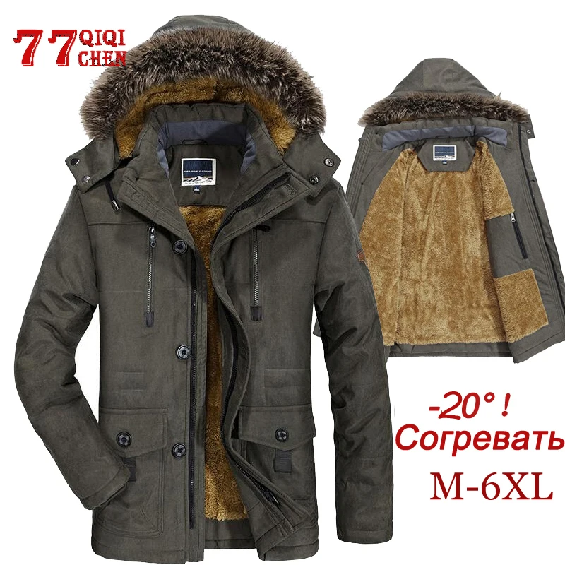 Goede Heren Winter Jas Dikke Casual Uitloper Jassen Mannelijke Bontkraag Winddicht Waterdichte Parka Plus Size 6XL Nieuwe Fluwelen Warme Jas