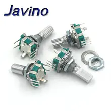 2PCS Half / Plum axis rotary encoder, handle length 15mm / 20mm code switch/ EC11 / digital potentiometer with switch 5Pin 9011 six linked sealed potentiometer c50k shaft length 15mm