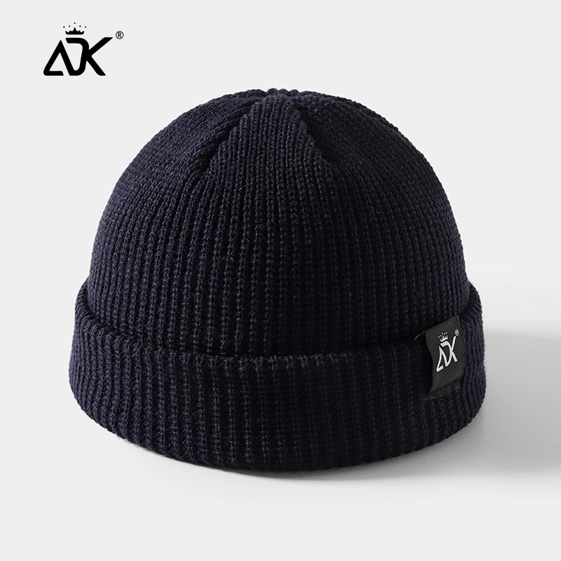 Зимняя шапка ADK Label Skullcap, мягкая, качественная, громоздкая, Ретро стиль, короткие, складные, ребристые шапки, Вязанная, дышащая, шапочка