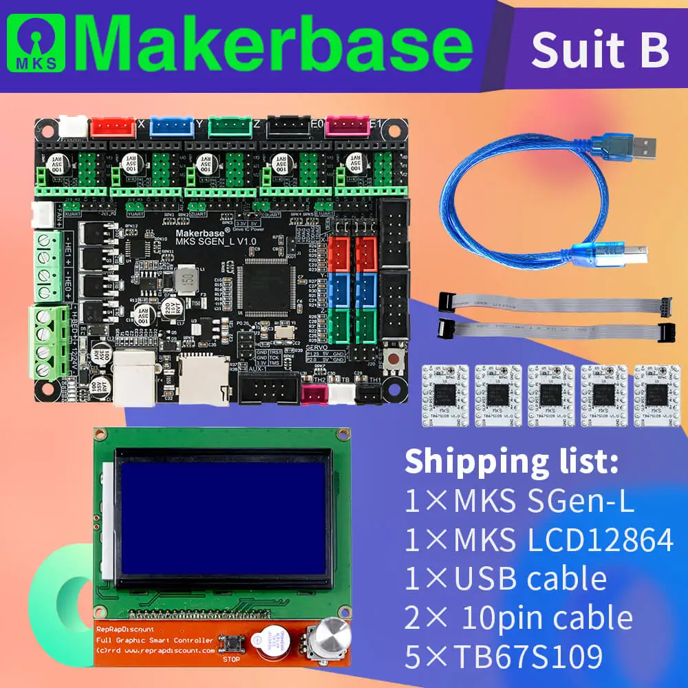 3d принтер материнская плата костюм MKS SGEN_L& LCD12864 Поддержка нескольких драйверов может печатать с sd-картой и USB-PC - Цвет: Suit B