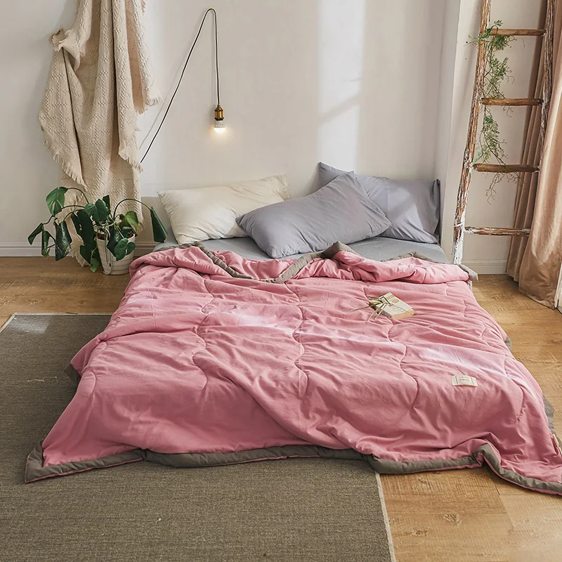 

Solid Color Washed Cotton Blanket Summer Quilt Nordic Air Contationer Comforter Bed Covers Bedspreads Thin Quilt 200x230 edredon
