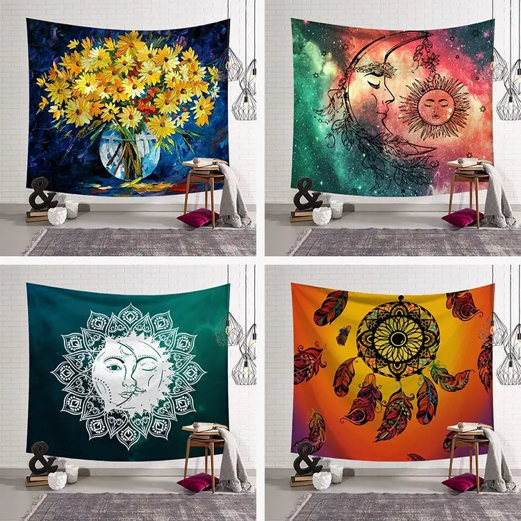 

Nordic Tapestry Oils Painting Plants Trees Wall Fabric Wall Hanging Cloth Boho Decoration Home Decor Mandala Dorm Beach Towel