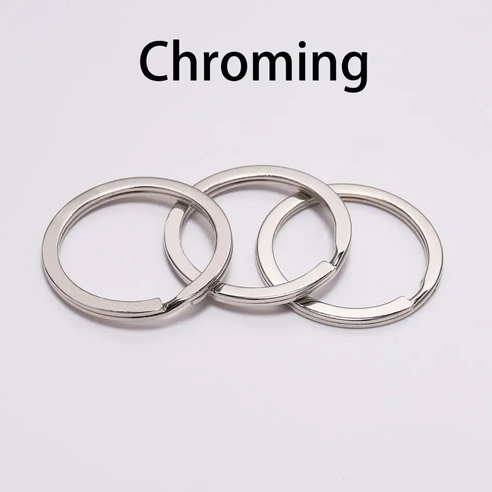 wholesale 100 Pieces Lot silver bronzegold Plated 28mm or 30mm stainless double Split key ring with chain