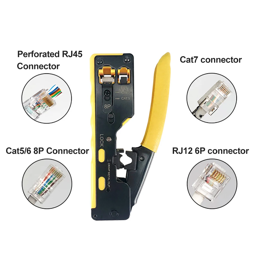 OULLX Cat7 RJ45 Crimper Hand Network Tools Pliers RJ12 Cat5 Cat6 8P8C Cable Stripper Pressing Clamp Tongs Clip Multi Function lan cable continuity tester