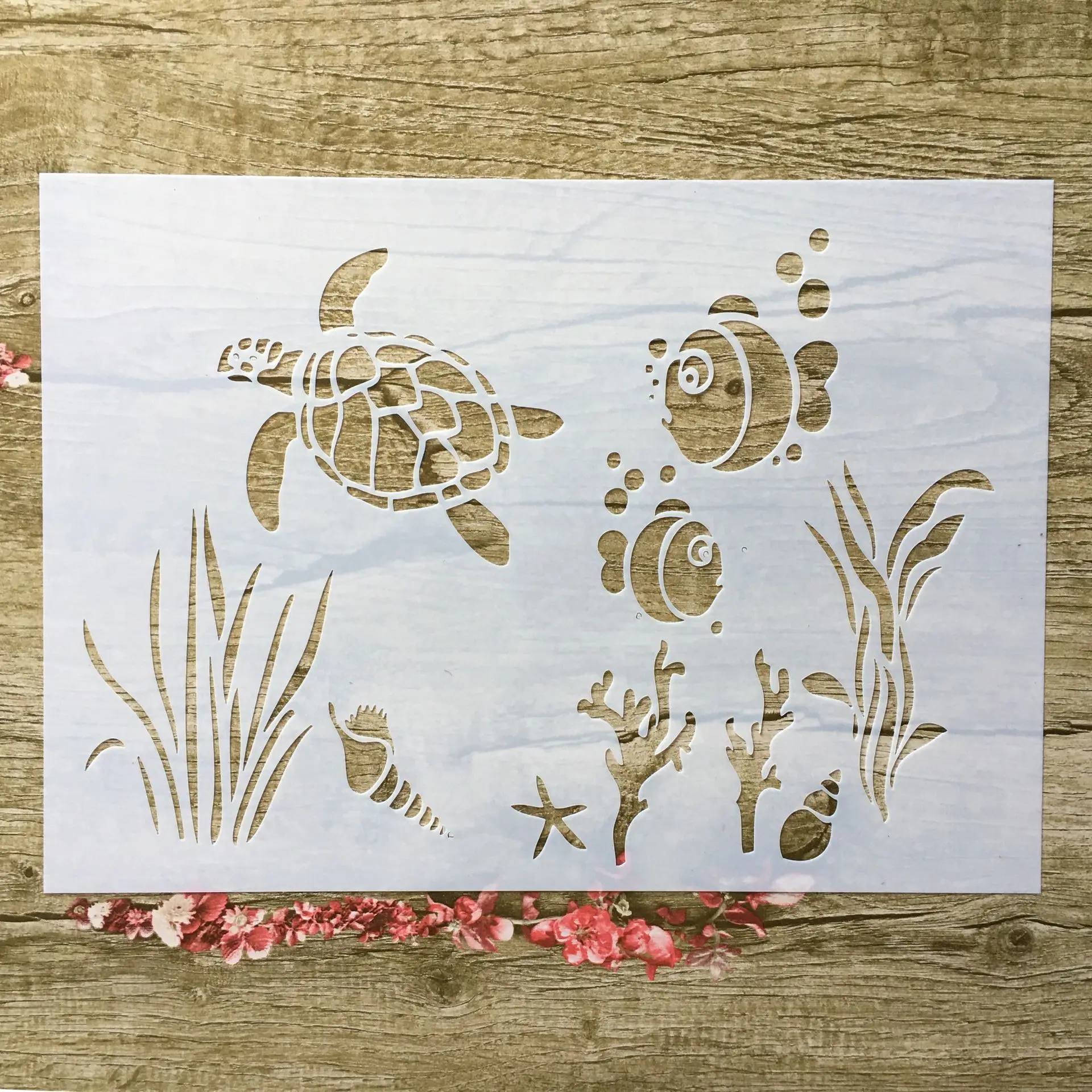 

A4 29 * 21cm tortoise goldfish DIY Stencils Wall Painting Scrapbook Coloring Embossing Album Decorative Paper Card Template