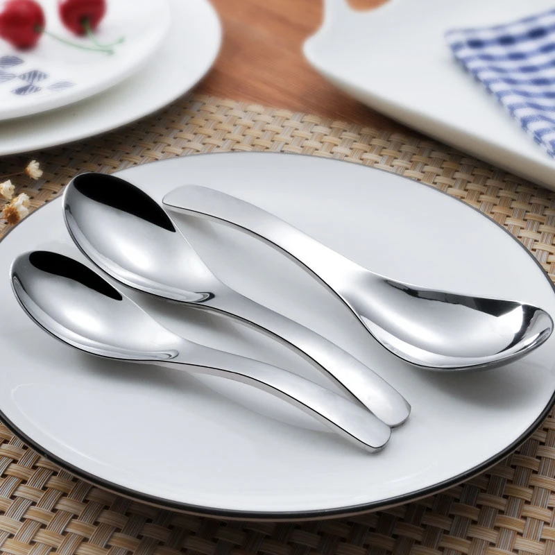 

4Pcs Portable Lunch Cute Soup Spoon Stainless Steel Travel Tableware Childrens