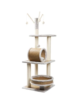 

Cat Crawling Frame Small Nest Villa Solid Wood Tree Platform All Day Pillar Toysfor cats sisal rope