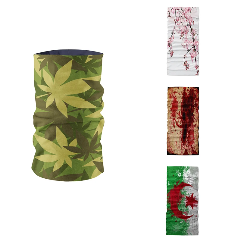 

Summer Women Neck Gaiter Leaf Rendering Pattern DIY Mask Bandana Hip Hop Cycing Tubular Hijab Mask Dustproof Square Headscarf