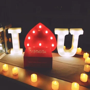 

Luz de noche alfanumérica LED diseño de habitación de boda Día de San Valentín propuesta fiesta puerta signo pared colgante 3D