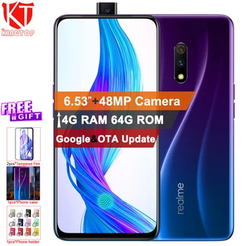 

Original Realme X Mobile phone 4G 64G 6.53"AMOLED Screen Android 9 Octa Core 16MP+48MP+5MP camera fingerprint 3765mAh Smartphone