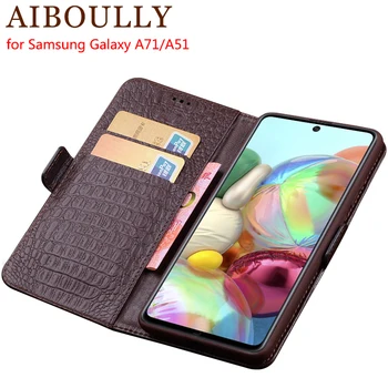 

Genuine Leather Flip Case For Samsung Galxy A71 Protective Phone Cover Leather Wallet Silicon For Galaxy A51 Cases