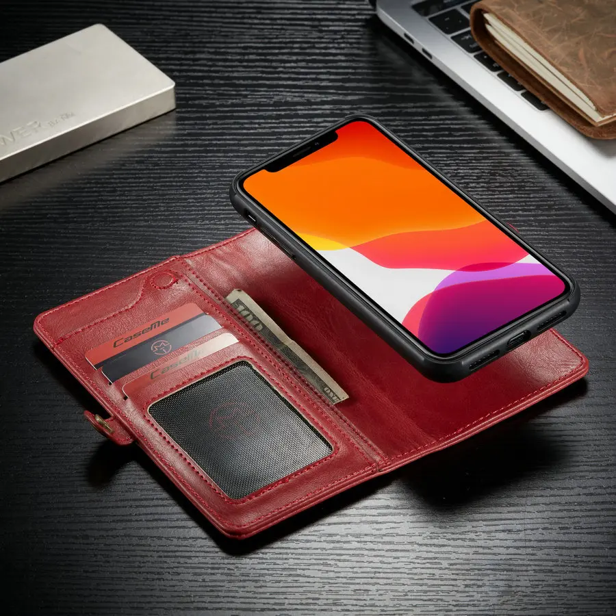 Чехол для iPhone 11 Pro Max, роскошный, съемный, деловой, винтажный, магнитный, флип, кошелек, кожаный чехол для iPhone 11, чехол для мобильного телефона