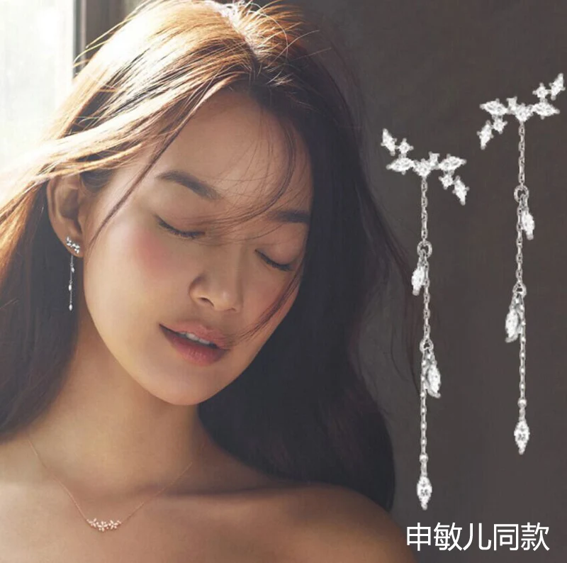 Neue heiße Mode 925 Sterling Silber Blätter Ohrringe für Frauen Mädchen Geschenk Mode-Statement Schmuck koreanische Ohrringe