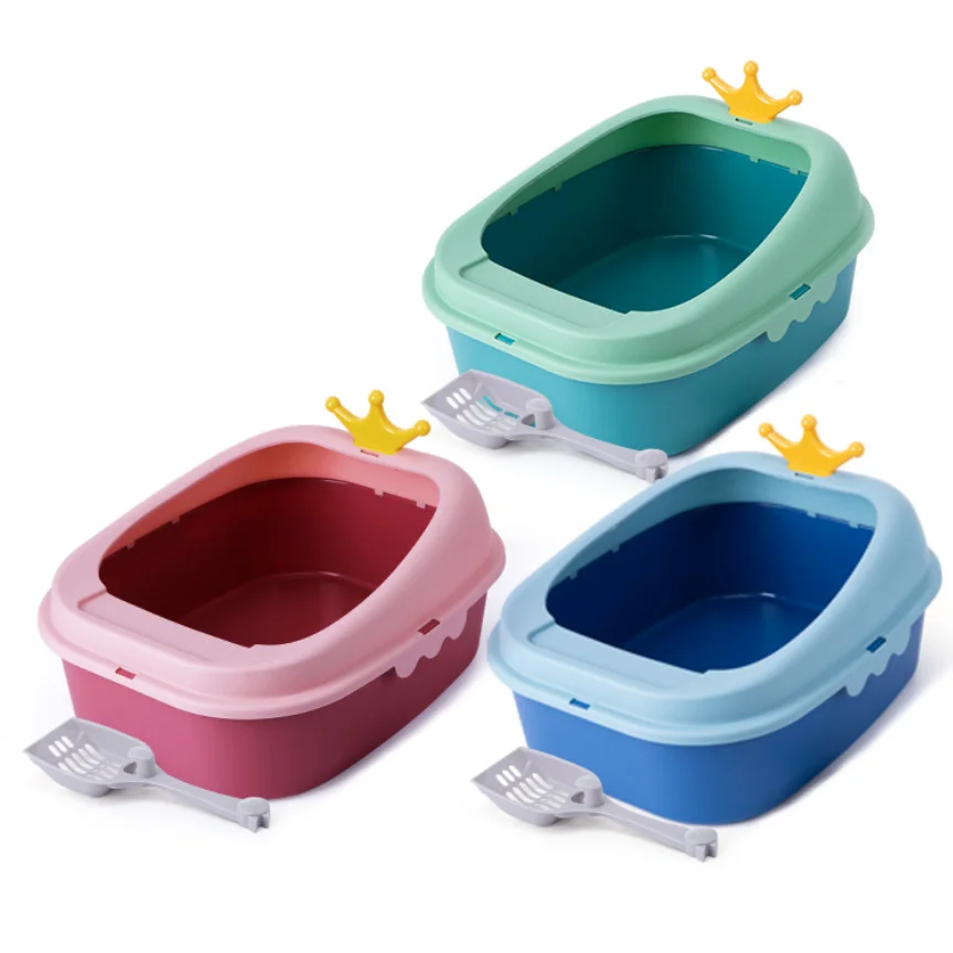 

Un-Closed Cat Litter Box Anti Splash Pet Toilet Puppy Kitten Indoor Clean Basin Pets Bedpan Plastic Deodorant Pets Cats Sandbox