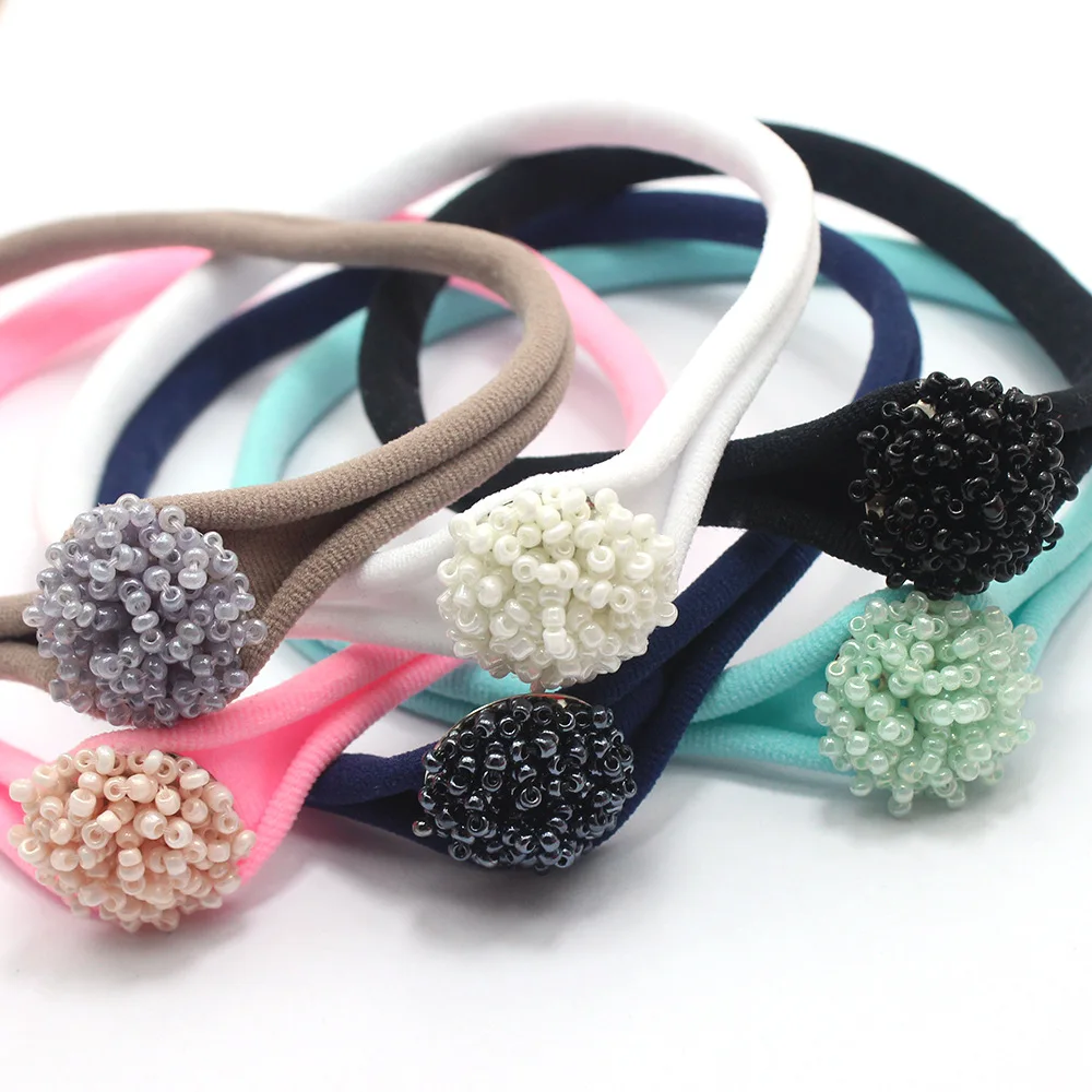 

MengNa 2019 New 36pc/lot Beaded Headbands Shiny Bead Nylon Headband Hair Accessories Baby Girls Party Headwear