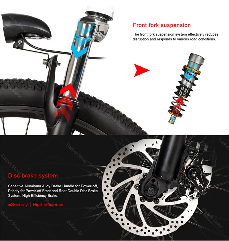 26'' Powerful Electric Bicycle 2 Wheels Electric Bicycles 36V SAMEBIKE SH26 Mountain Smart Electric Bikes Adults Max Range 70KM (12)