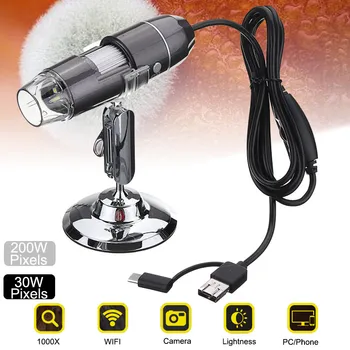 

1080P Digital 1000x Microscope 30MP/200MP Magnifier Camera 8 Led 3 in 1 USB MicroType-C interface for Android ios iPhones iPads