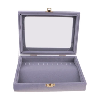 

Glass Top Bracelet Chian Jewelry Showcase 10 Hooks Necklace Tray Display Organizer Holder