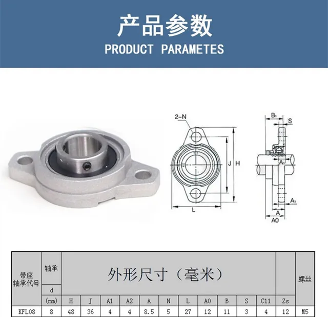 2PCS 15mm Pillow Block Bearings | Horizontal/Vertical Bearing Support | Zinc Alloy Mounted Ball Bearings
