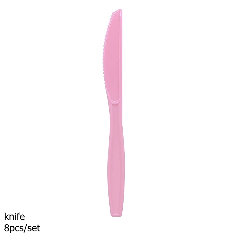B05-knife Одноразовые столовые приборы с принтом единорога, бумажные тарелки, стаканчики, соломинки для тематической вечеринки, дня рождения, ОБЕДЕННЫЕ принадлежности для украшения стола - Цвет: B05-knife