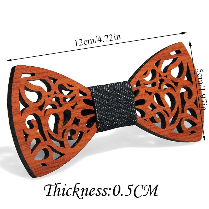 Fashion Wooden Bow Tie For Men Unisex Hollow Out Carved Retro Wooden Neck Ties Adjustable Strap Vintage Bowtie Gravata Corbatas neck tie