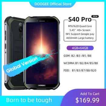 Перейти на Алиэкспресс и купить DOOGEE S40 Pro Android 10 прочный мобильный телефон IP68/IP69K 4 Гб ОЗУ 64 Гб ПЗУ водонепроницаемые смартфоны Helio A25 Восьмиядерный сотовый телефон