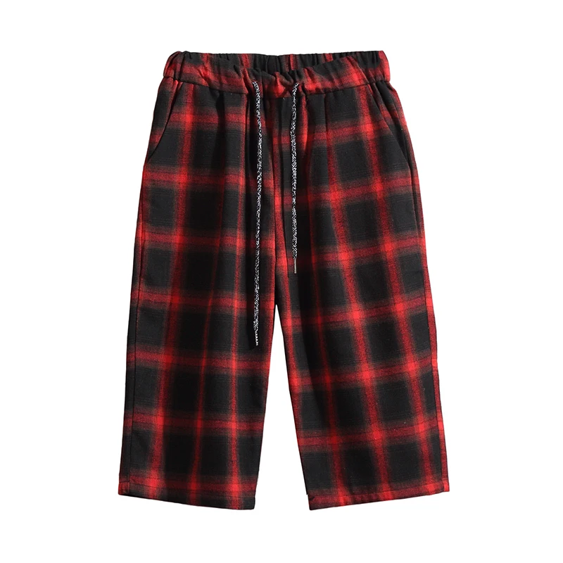 Big Size 5XL England Style Cotton Casual Shorts Men Plaid Elastic Waist Fashion Shorts Thin Breathable Bermuda Board Shorts