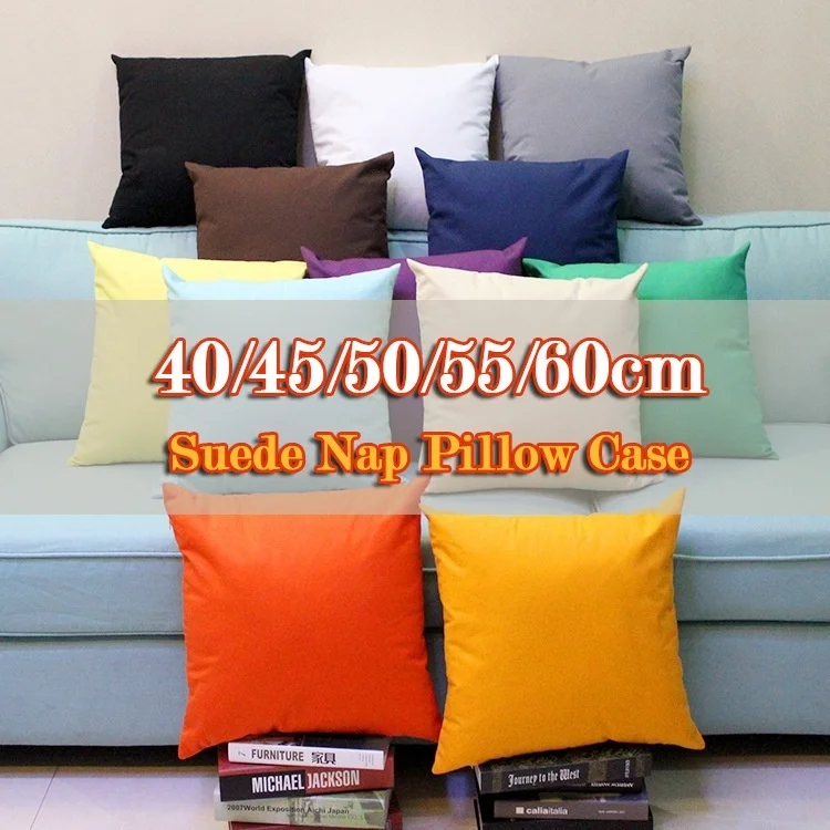 

Solid Suede Pillow Set Bed Hug Pillowcase Livingroom Cute Candy Color Multicolor Pillow Case Cushion 40/45/50/55/60cm