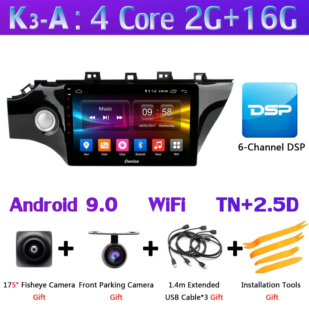 360°Pano Оперативная память ic Камера 4G Оперативная память+ 64G 8 ядро Встроенная память Android 9,0 автомобиль радио gps SPDIF DSP CarPlay видео для Kia K2 Рио - Цвет: K3-A