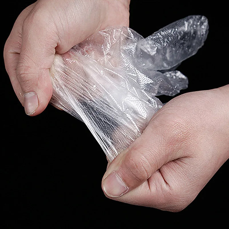 50pcs/set Household Party Gloves One-off Gloves Restaurant BBQ Transparent Eco-friendly PE Kitchen Garden Accessories
