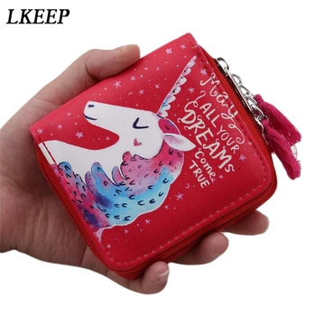 

1Pc Cartoon Unicorn Women Wallet Coin Purse Students Kids Zip Small Zero Wallet Card Holder Fashion Women Ladies Purse