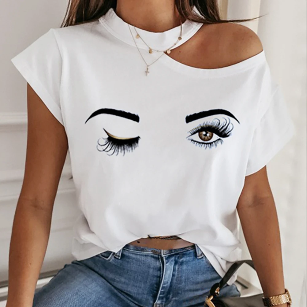 

Women Shirts Blouses 2020 Summer Casual Plus Size Halter Short Sleeve Tops Sexy Backless Hollow Out Print Loose Streetwear Blusa