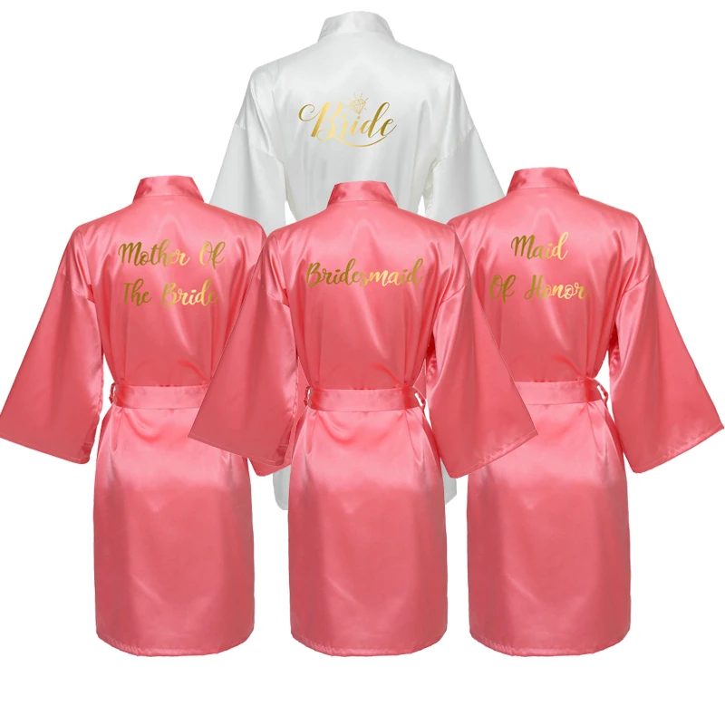 

YUXINBRIDAL 2019 New Bridesmaid Robes Robes Bridal Robes Coral Satin Robe Bridesmaid Robes Wedding