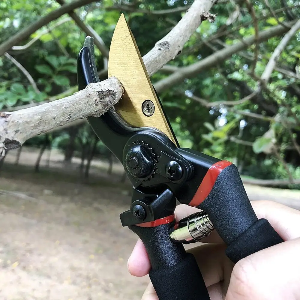 8" Professional Titanium Bypass Pruning Shears Heavy Duty Hand Pruners Clippers Gardening Tools