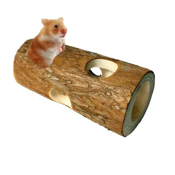 

Hamster Solid Wood Pipe Tree Hole Tunnel Sports Tube Chew Toy M Size Small Animal Toys For Rabbit Hamster Pet Supplies