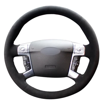 

Black Suede DIY Hand-stitched Car Steering Wheel Cover for Ford Mondeo Mk4 2007 2008 2009 2010 2011 2012 S-Max 2008